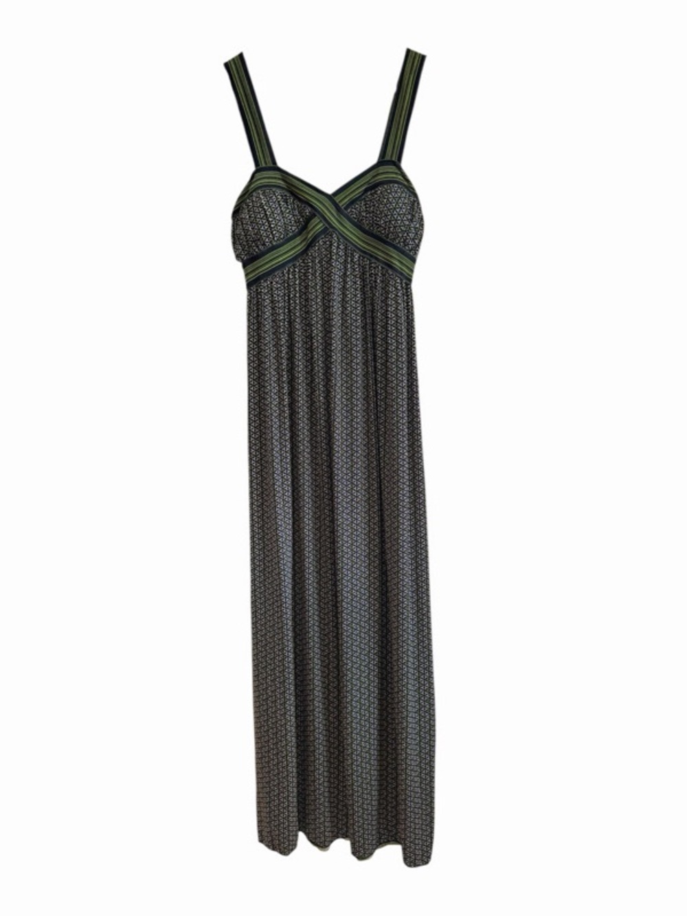 Max Studio Black Maxi Dress with Green Trim